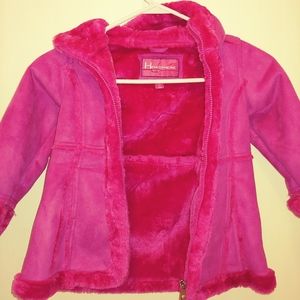 Toddler girl faux suede and fur coat